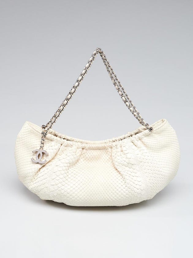 Chanel White Python Skin Small Shoulder Bag