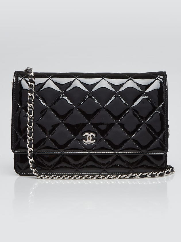 Chanel Black Quilted Patent Leather CC WOC Clutch Bag