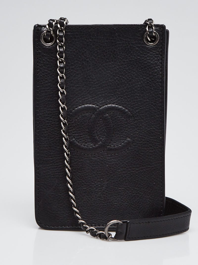 Chanel Black Caviar Leather CC Phone Holder Crossbody Bag - Yoogi's Closet