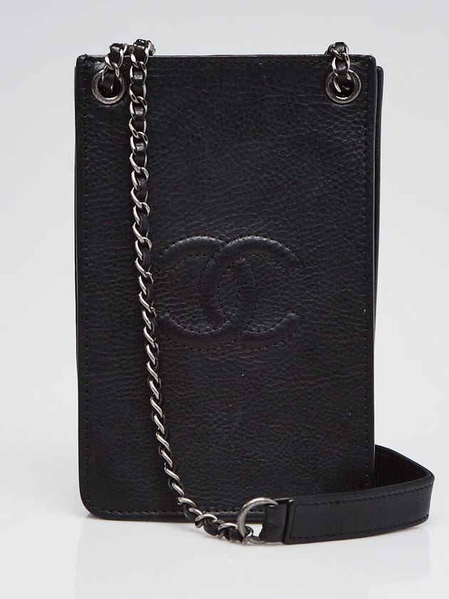 Chanel Black Caviar Leather CC Phone Holder Crossbody Bag