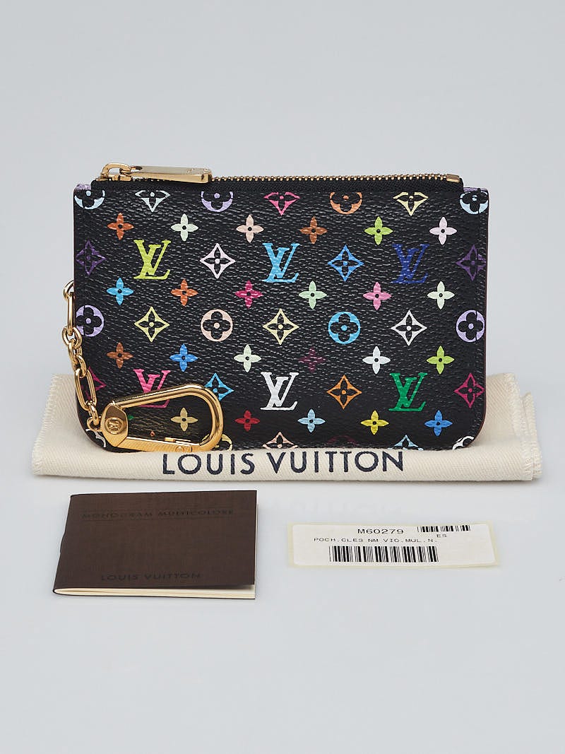 Louis Vuitton Monogram LV Logo Murakami Black Multicolor Key Card Pouch Cles