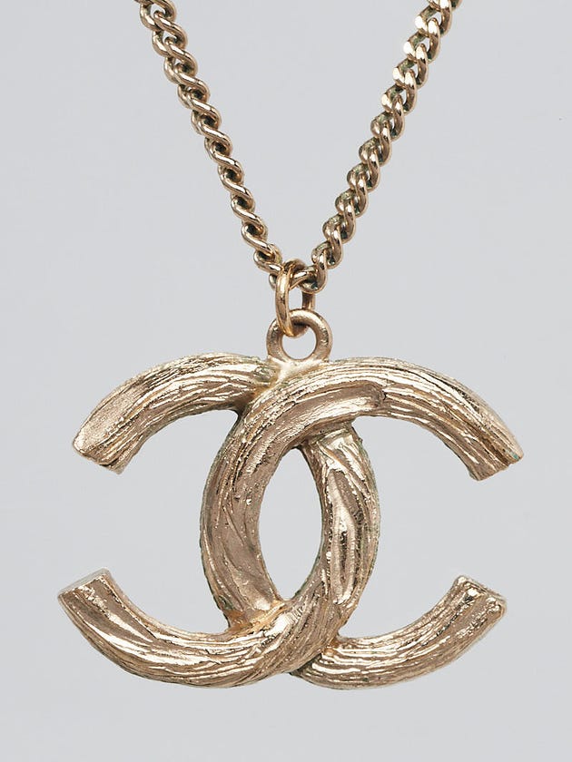 Chanel Goldtone Metal CC and Flower Long Necklace