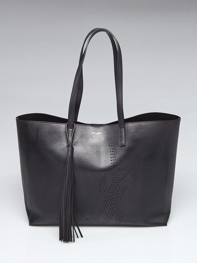 Yves Saint Laurent Black Vintage Leather Perforated Tote Bag