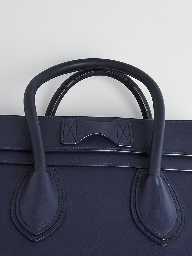 Celine Navy Blue Smooth Leather Mini Luggage Tote Bag | Yoogi's Closet