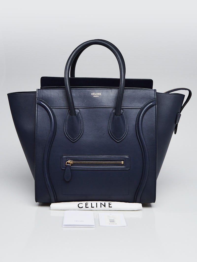 Celine Navy Blue Smooth Leather Mini Luggage Tote Bag Yoogi s Closet