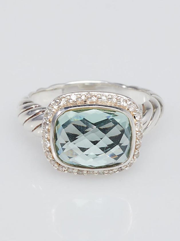 David Yurman Prasiolite and Diamonds Noblesse Ring Size 6
