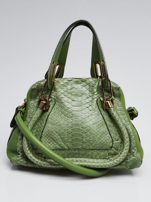 Chloe Green Python and Leather Small Paraty Bag