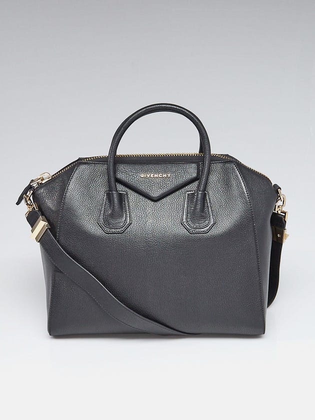 Givenchy Black Sugar Goatskin Leather Medium Antigona Bag