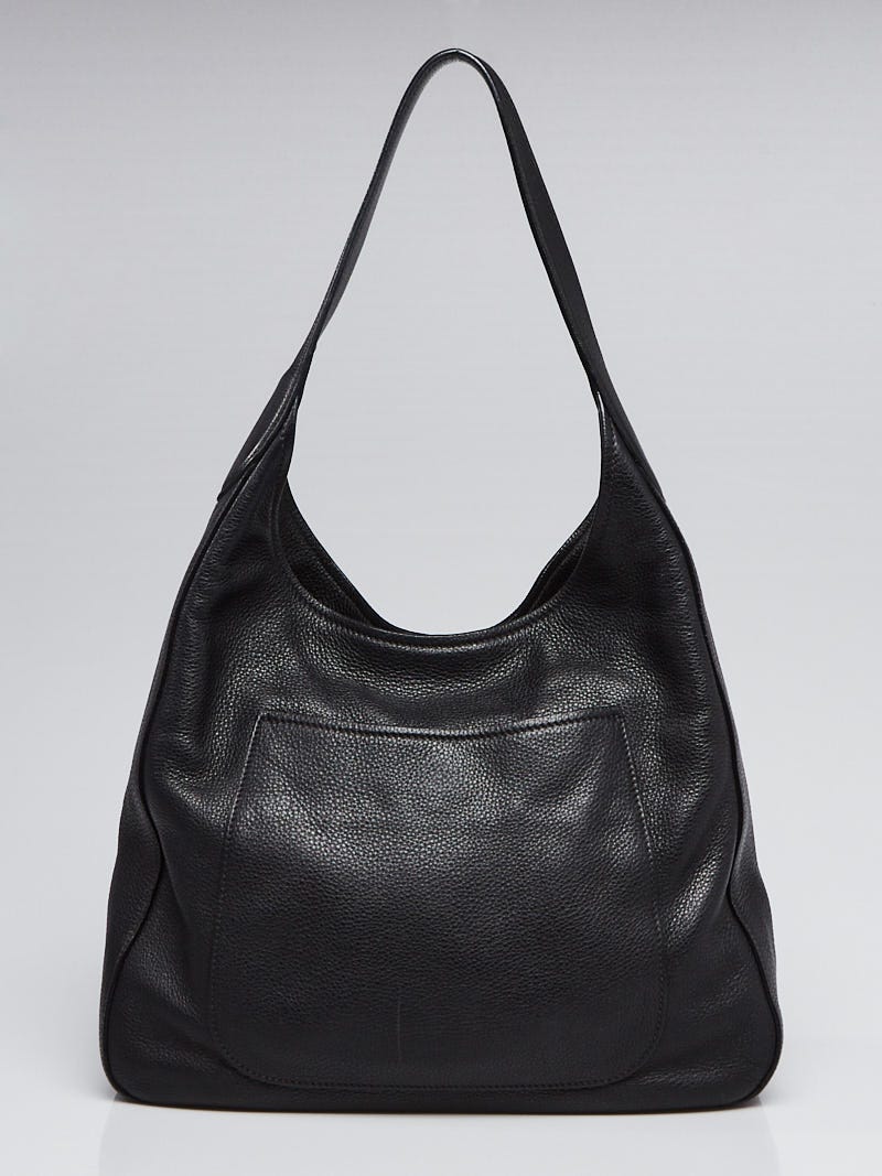 Prada Black Vitello Daino Leather Hobo Bag 1BC013 Yoogi s Closet