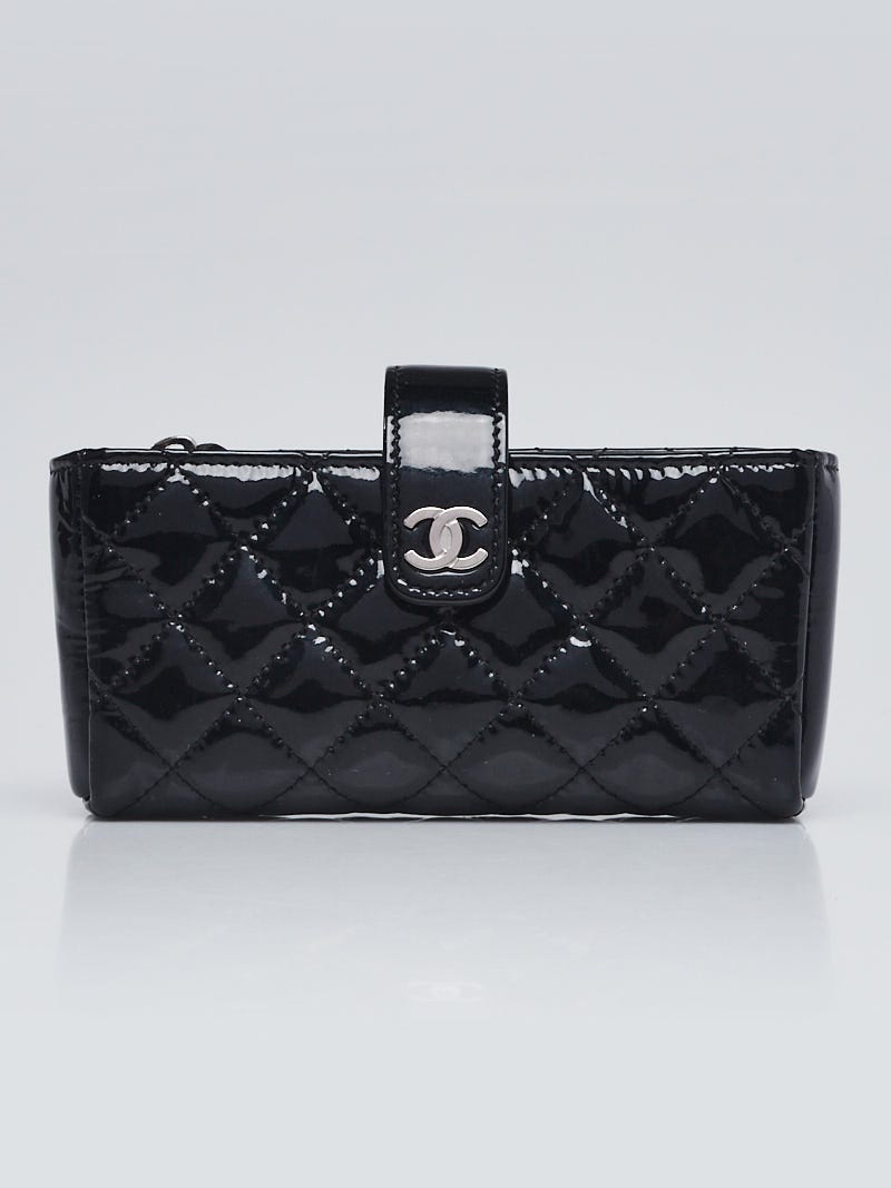 Chanel Black Quilted Patent Leather Mini Pochette Bag - Yoogi's Closet