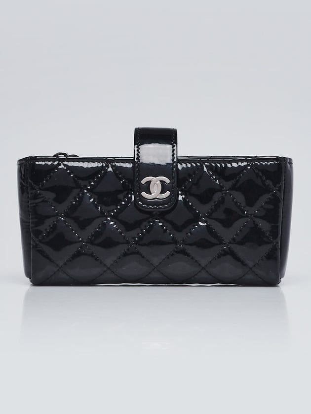Chanel Black Quilted Patent Leather Mini Pochette Bag