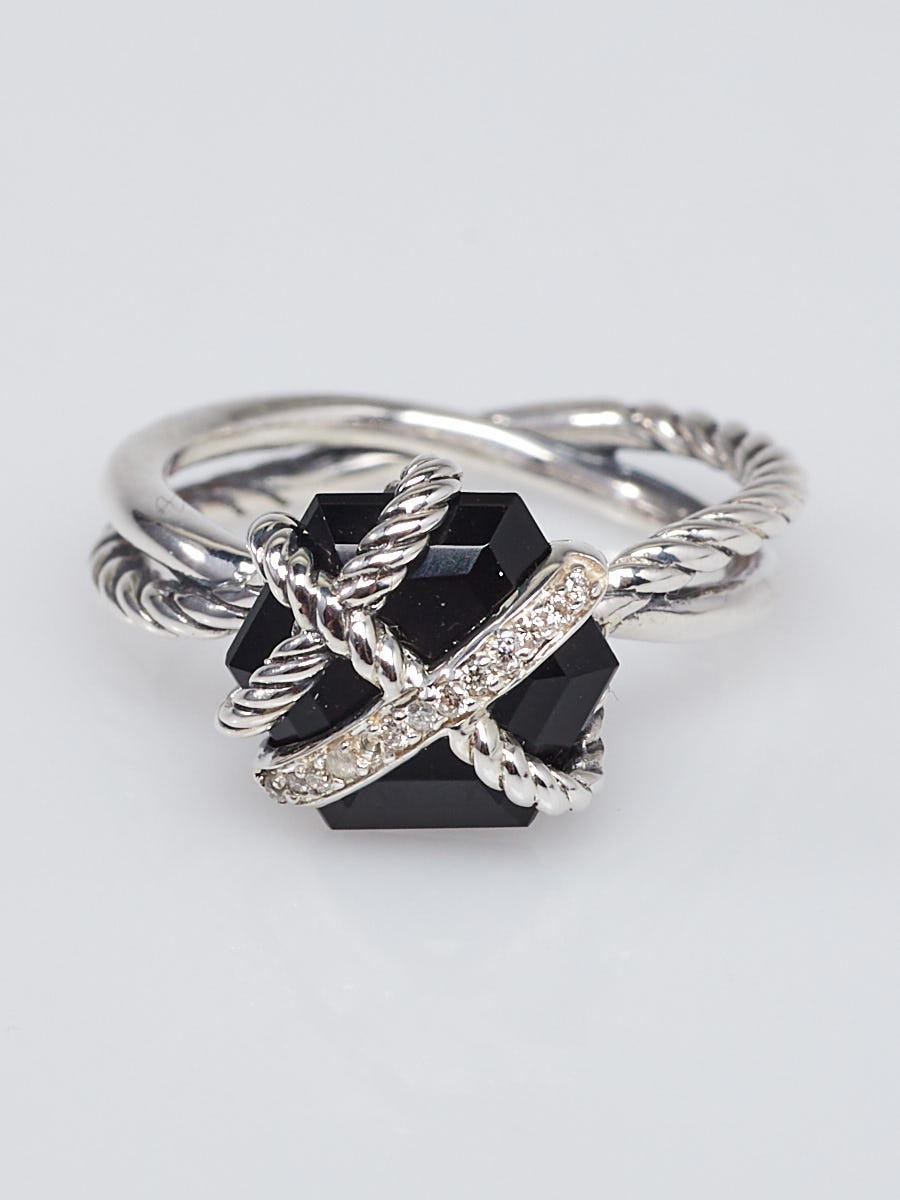 Cable wrap ring with 2025 black onyx and diamonds