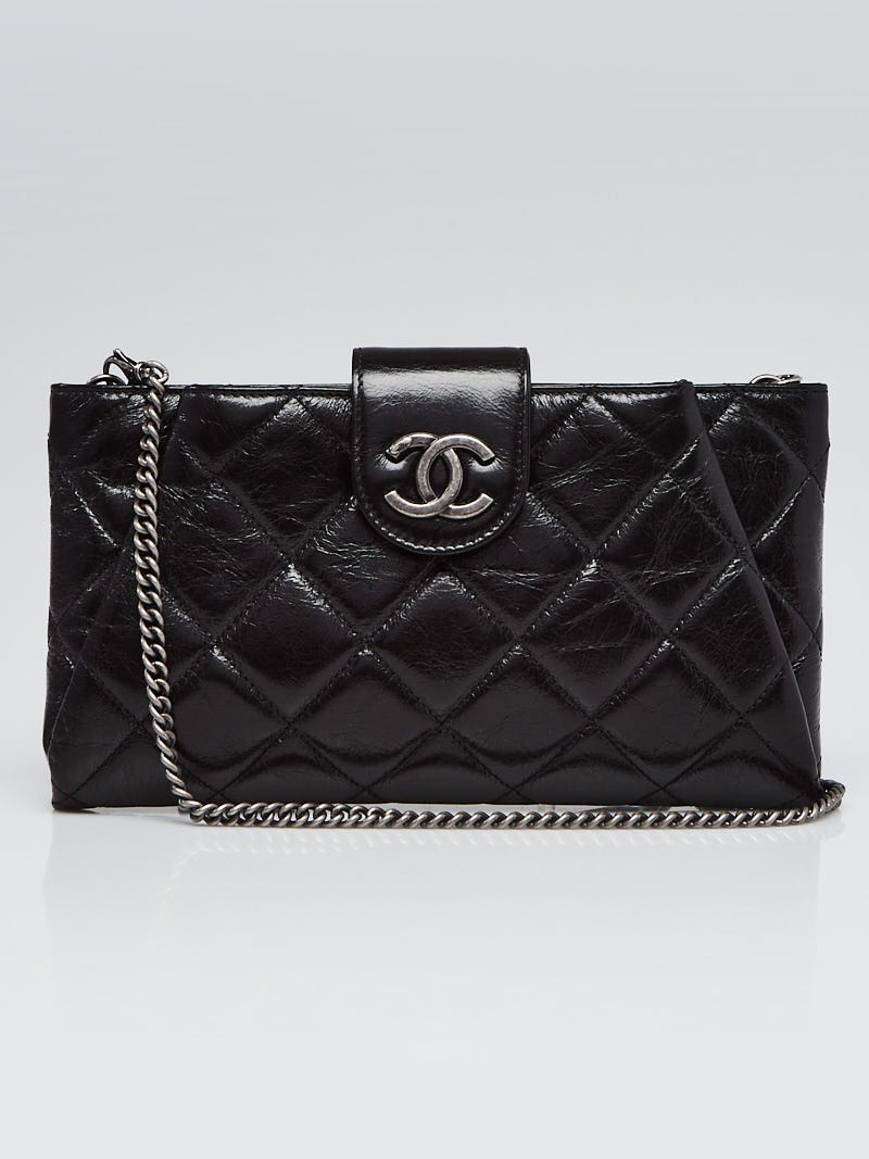 Chanel Black Glazed Quilted Calfskin Leather Duo Color Clutch Bag - Yoogi's  Closet