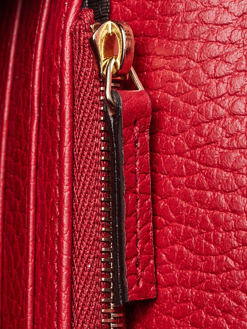 Gucci Red Leather Interlocking G Wallet on Chain Clutch Bag - Yoogi's Closet