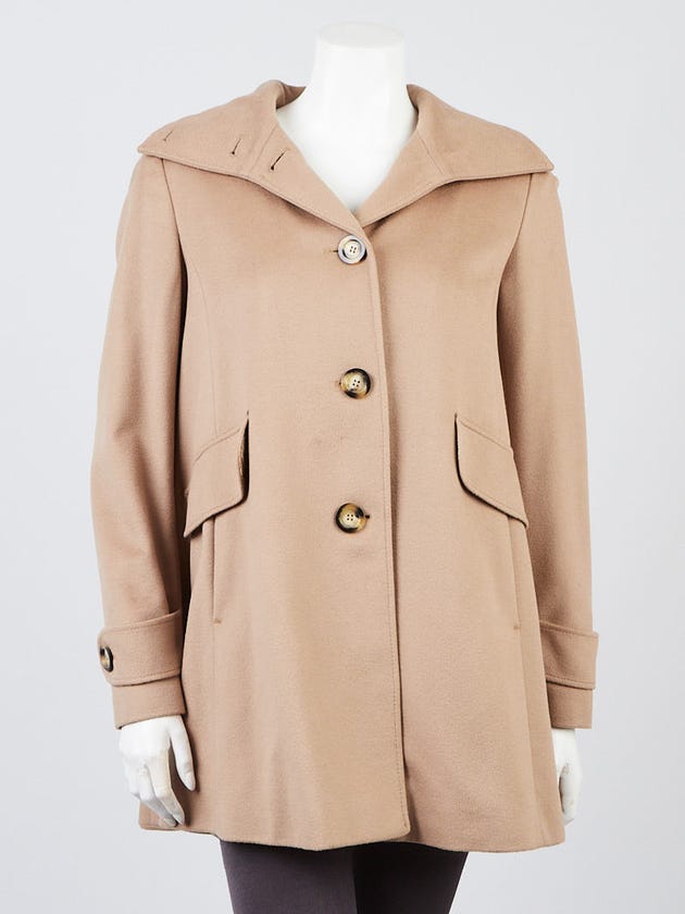 Burberry Beige Wool Button Down Coat Size 6