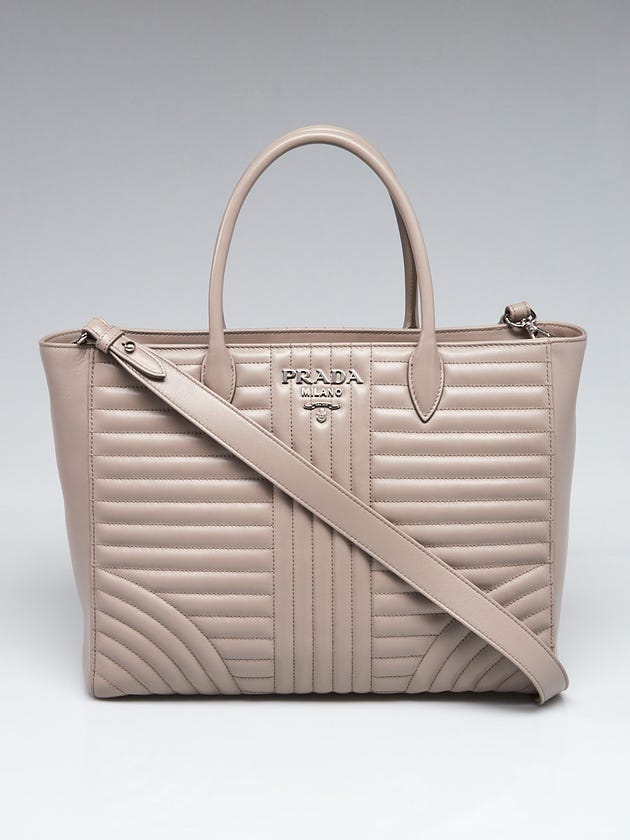 Prada Pomice Smooth Quilted Leather Diagramme Tote Bag 1BA195
