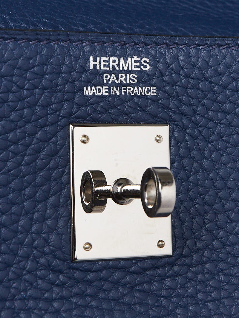 Hermes Blue Sapphire Clemence Leather Palladium Hardware Birkin 35 Bag  Hermes