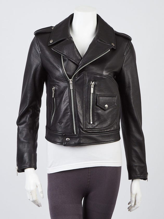 Christian Dior Black Leather Death Biker Jacket Size 2