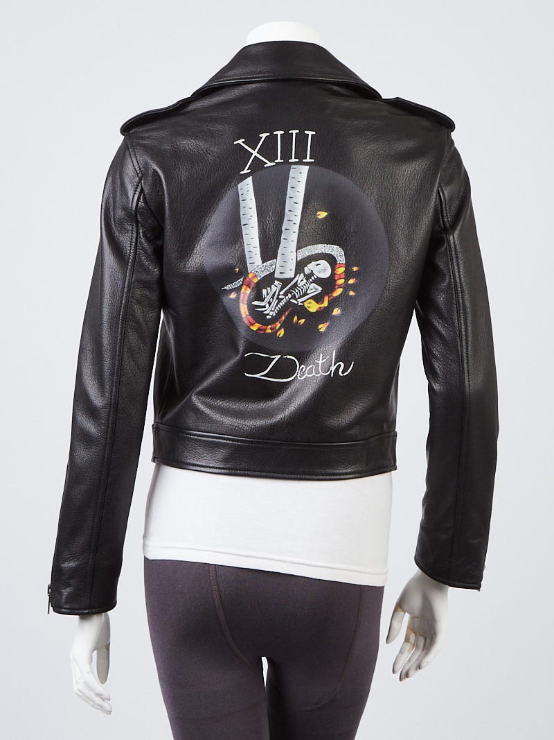Christian Dior Black Leather Death Biker Jacket Size 2