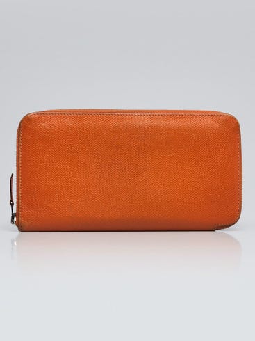Hermes Orange Epsom Leather Zip Around Wallet