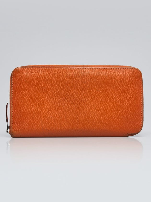 Hermes Orange Epsom Leather Zip Around Wallet