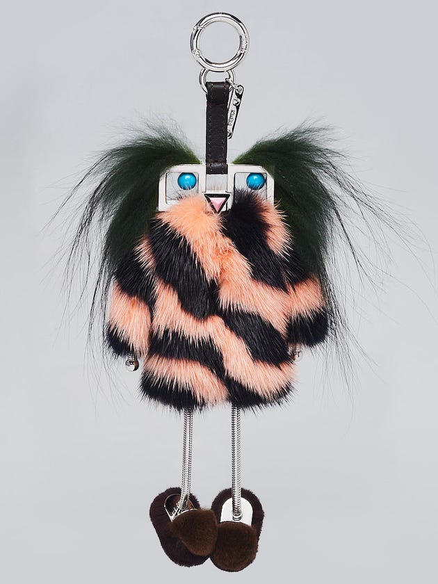 Fendi Pink/Black Fur Hypotique Witch Bag Charm