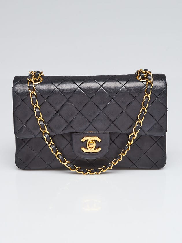 Chanel Black Quilted Lambskin Leather Small Double Flap Bag