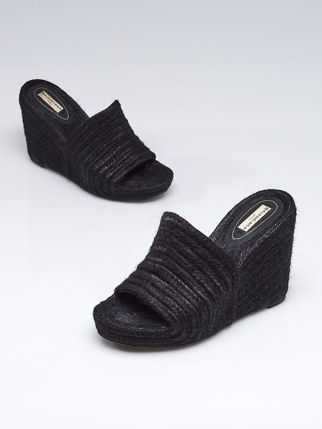 Balenciaga Black Rope Espadrille Wedge Sandals Size 8.5/39