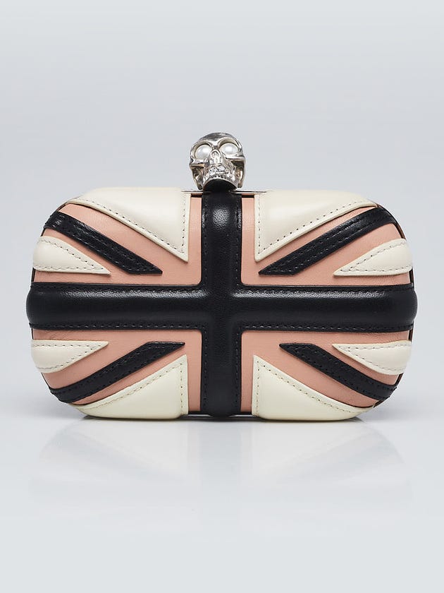 Alexander McQueen Tri-Color Leather Britannia Skull Box Clutch Bag