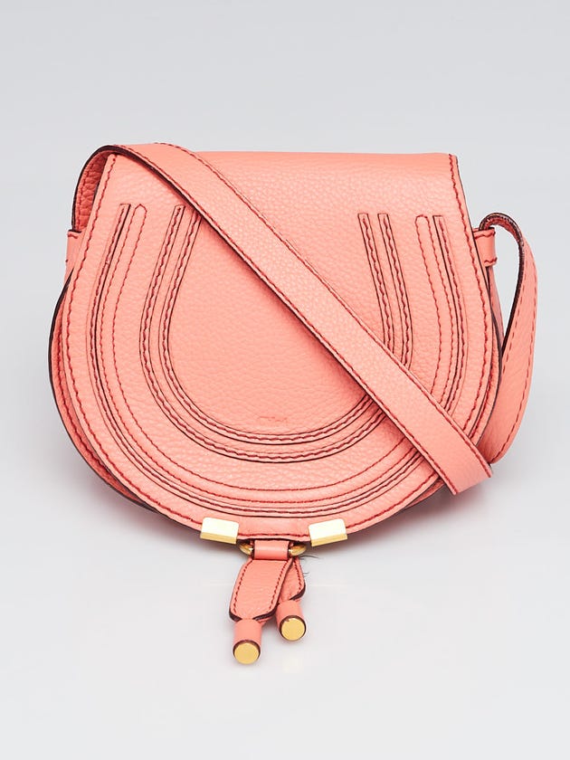 Chloe Coral Pebbled Leather Mini Marcie Crossbody Bag