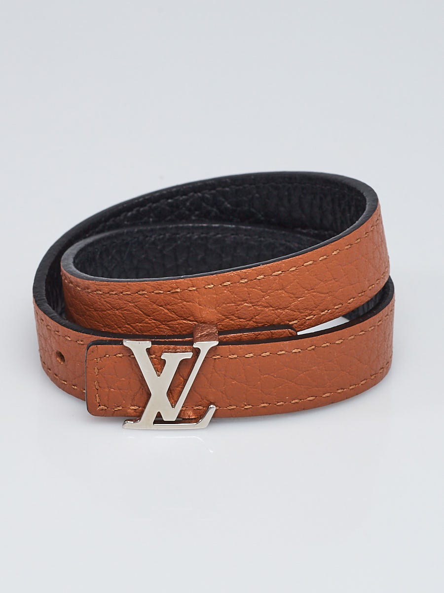 Louis Vuitton LV Initials Black/Brown Reversible Leather Double Wrap  Bracelet