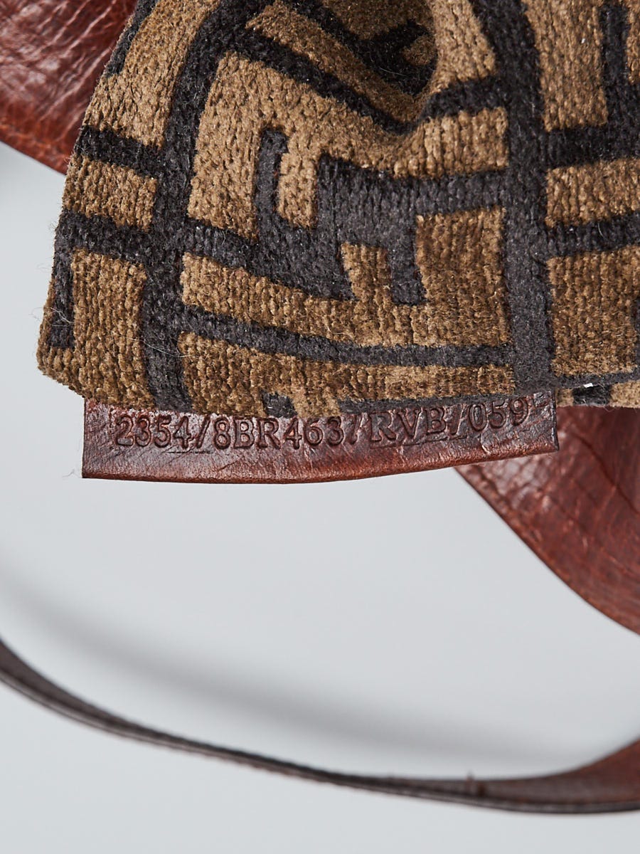 Fendi Brown Zucca Print Velour Borsa Sporty Tube Hobo Tote