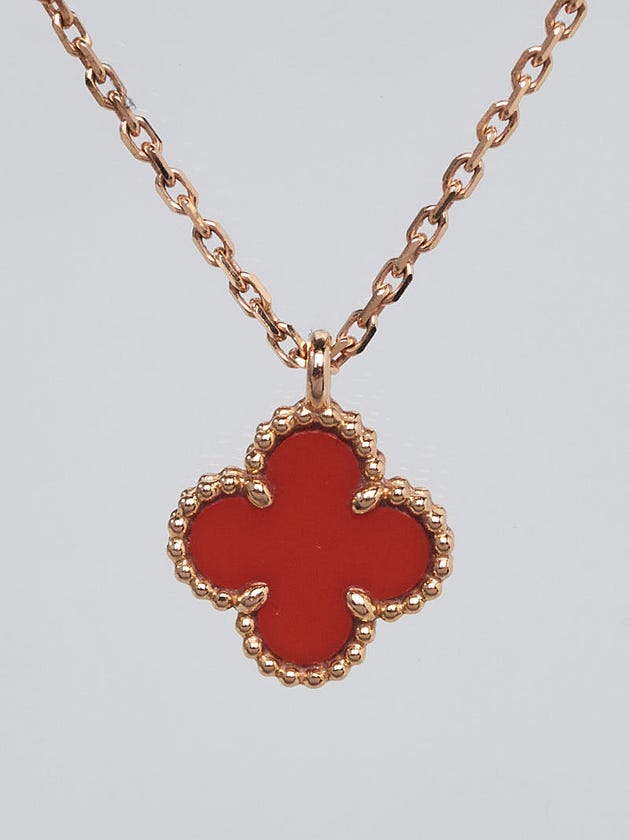 Van Cleef & Arpels 18k Pink Gold and Carnelian Sweet Alhambra Pendant