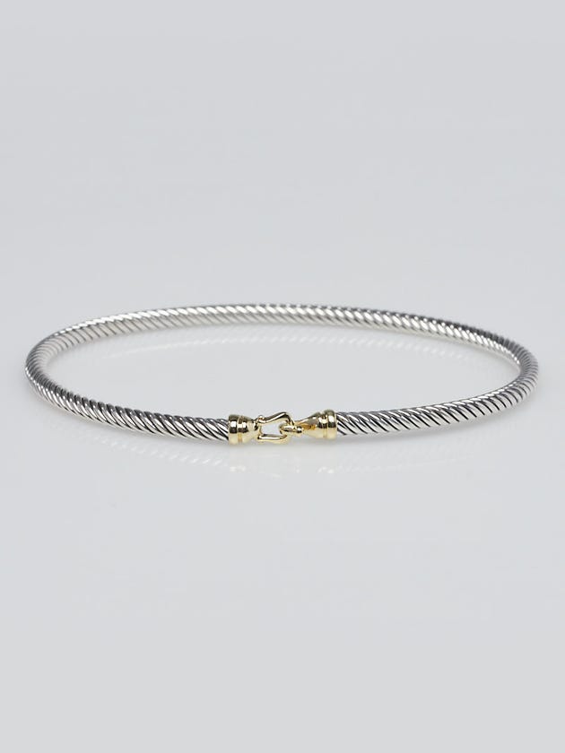 David Yurman 3mm Sterling Silver and 18k Gold Cable Buckle Bracelet