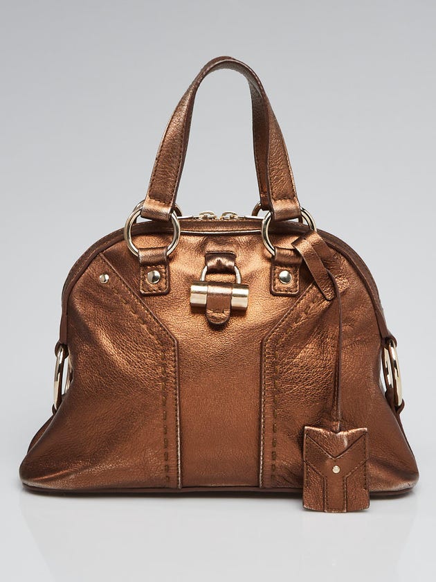 Yves Saint Laurent Bronze Metallic Leather Small Muse Bag