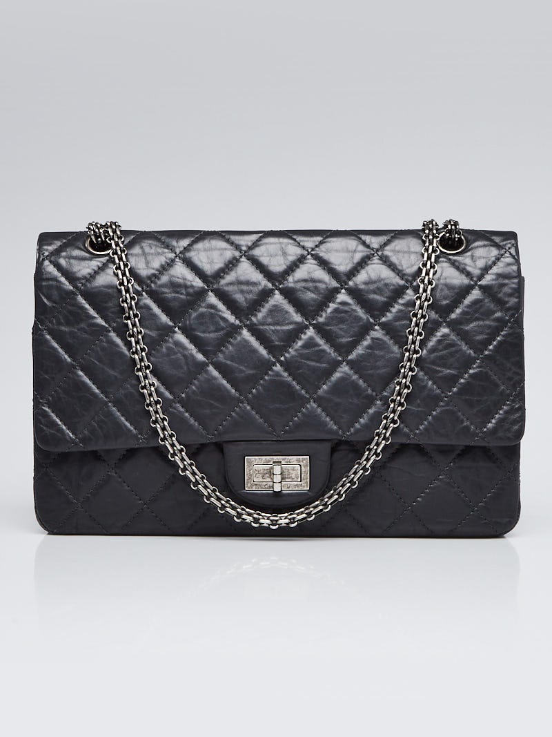 Chanel 2.55 Reissue Double Flap Bag 227 Aged Calfskin Leather Grey Timeless  RHW
