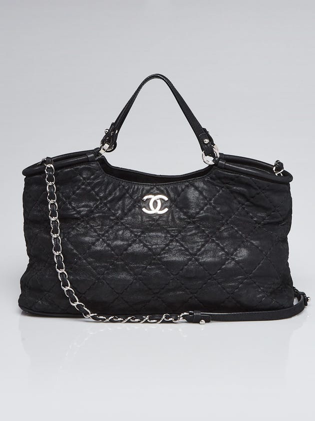 Chanel Black Quilted Iridescent Calfskin Leather Tote Bag