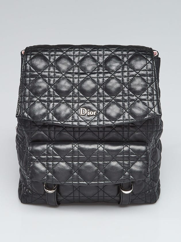 Christian Dior Black Cannage Quilted Lambskin Leather Stardust Backpack Bag