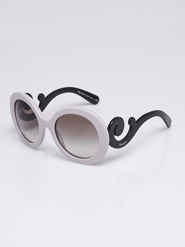 Prada Grey/Black Oversized Round Frame Baroque Sunglasses - SPR27N