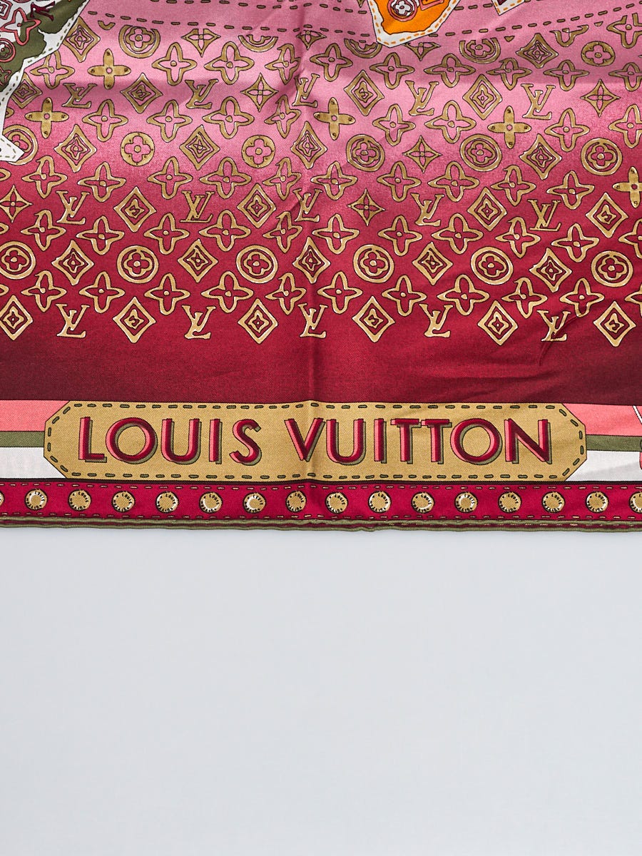 Louis Vuitton Bordeaux Monogram Map Silk Bandeau Scarf - Yoogi's Closet