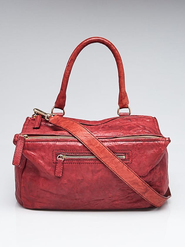 Givenchy Dark Red Sheepskin Leather Medium Pepe Pandora Bag