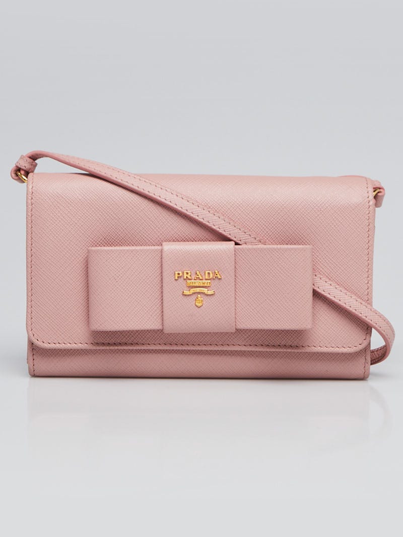 Prada Orchidea Saffiano Fiocco Leather Bow Crossbody Clutch Prada Orchidea Saffiano Fiocco Leather Bow Crossbody Clutch