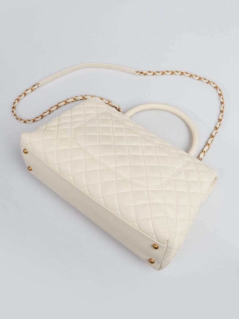 Chanel Diamond Quilted Top Handle Bag in White Caviar Leather ref.575097 -  Joli Closet