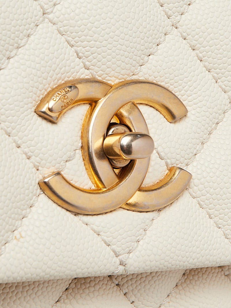 Chanel coco handle lizard handle ivory caviar bag