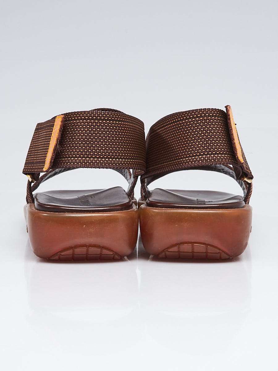Louis Vuitton Brown Nylon Platform Flat Sandals Size 10/40.5