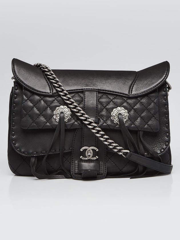 Chanel Black Quilted Leather Paris-Dallas Cowboy Saddle Bag