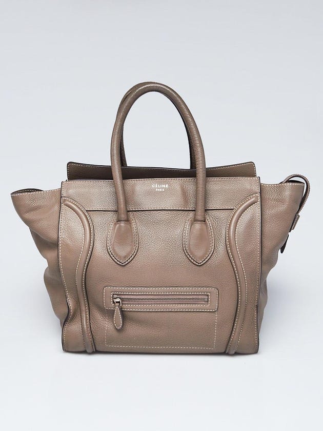 Celine Grey Drummed Leather Mini Luggage Tote Bag