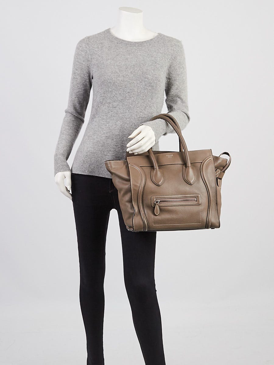 Celine Grey Drummed Leather Mini Luggage Tote Bag