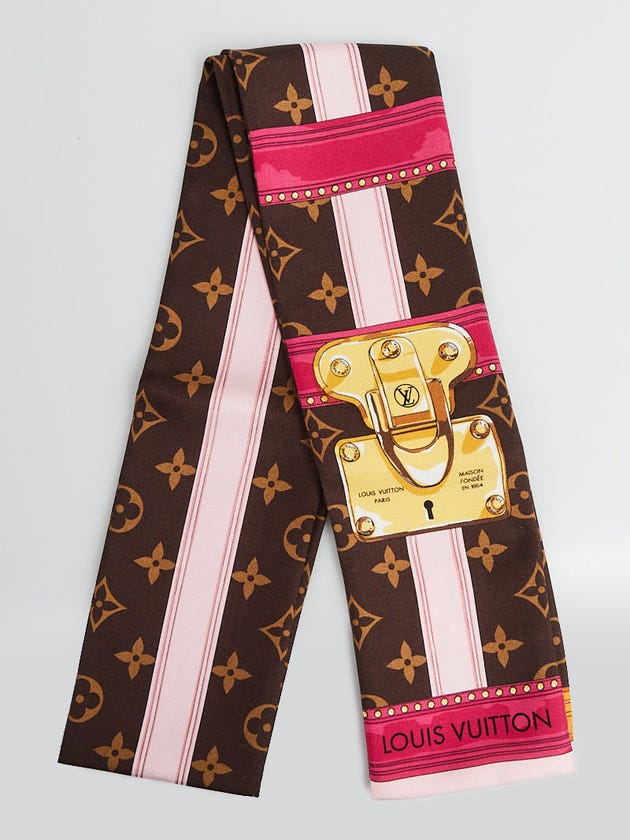 Louis Vuitton Brown Monogram Silk Summer Trunk Print Bandeau Scarf