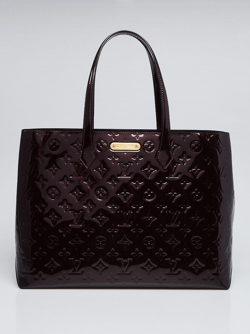 LOUIS VUITTON Amarante Monogram Vernis Wilshire MM Tote Bag